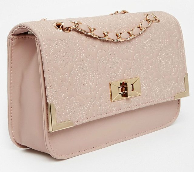 New Look Rose Quilted Shoulder Bag with Chain Strap