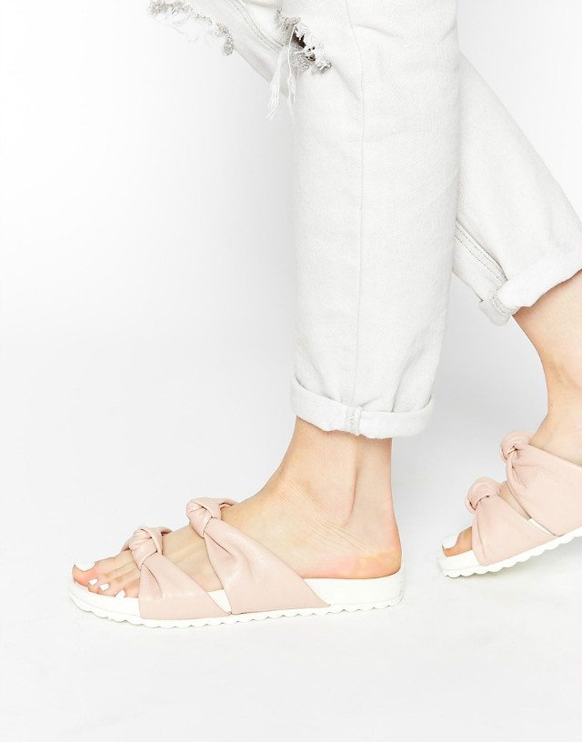 Stella McCartney Darcy Sandals Pieces Tahi Nude Leather Double Knot Flat Sandals ASOS
